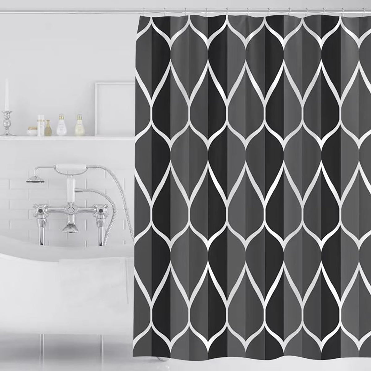 Fabric Shower Curtain Liner, Waterproof Hotel Quality, Bathroom Curtains Rust Resistant Grommets, 72 x 72 Machine Washable (Black)
