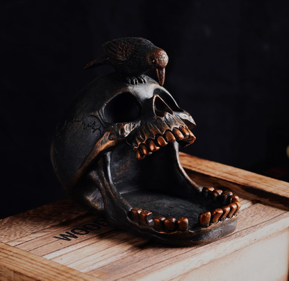 Skull Desktop Organizer & Ashtray – Multifunctional Resin Storage for Home, Office, and Bar