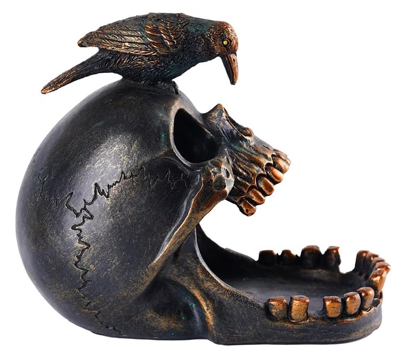 Skull Desktop Organizer & Ashtray – Multifunctional Resin Storage for Home, Office, and Bar