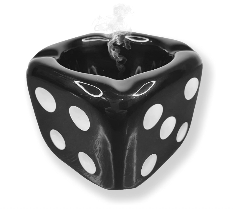 Jeuristic Dice Ashtray – Retro Ceramic Cigarette Ashtray, Cool Home & Office Decor, Anti-Skid, Easy to Clean