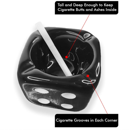 Jeuristic Dice Ashtray – Retro Ceramic Cigarette Ashtray, Cool Home & Office Decor, Anti-Skid, Easy to Clean