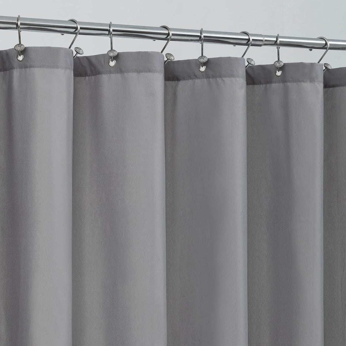 Waterproof Fabric Shower Curtain Soft Hotel Quality - 3 Magnets at Bottom, Premium Black Shower Curtain Liner for Bathroom, Light-Weight Cloth & Washable - 72x72, Black