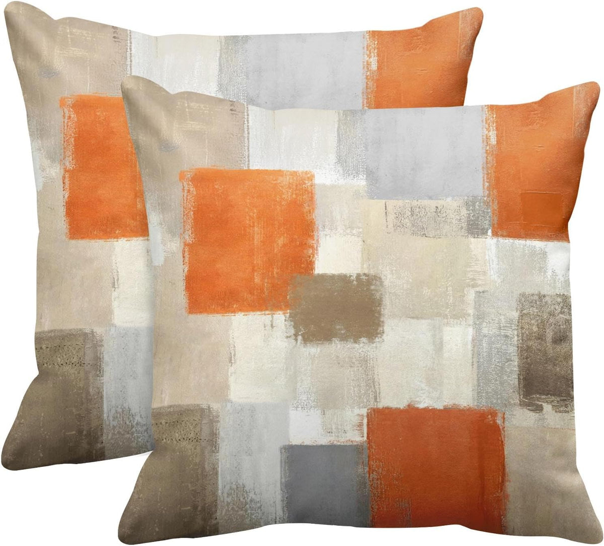 Emvency Set of 2 Throw Pillow Covers Modern Abstract Painting Blue White and Gray Decorative Sofa Pillow Cases Home Decor Standard Square 18x18 Inches Pillowcases