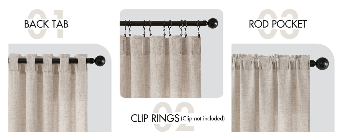 Linen Curtains 84 Inch Length 2 Panels Natural Semi Sheer Curtain with Back Tab Rod Pocket, Light Filtering Window Privacy Burlap Drapes for Living Room Bedroom 42W x 84L Linen