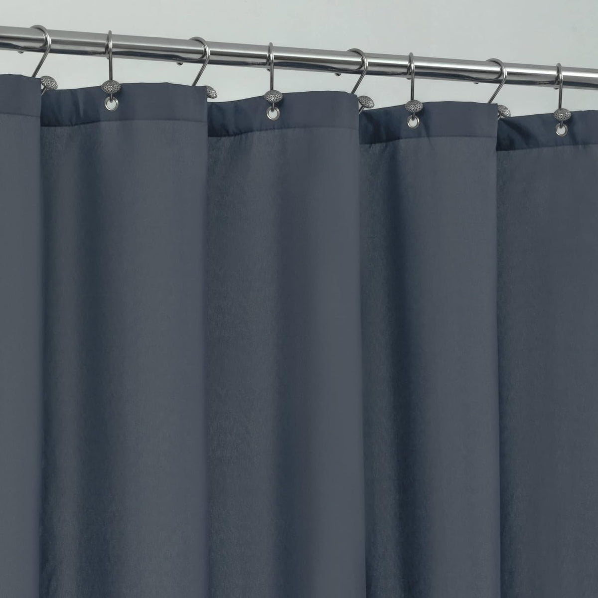 Waterproof Fabric Shower Curtain Soft Hotel Quality - 3 Magnets at Bottom, Premium Black Shower Curtain Liner for Bathroom, Light-Weight Cloth & Washable - 72x72, Black