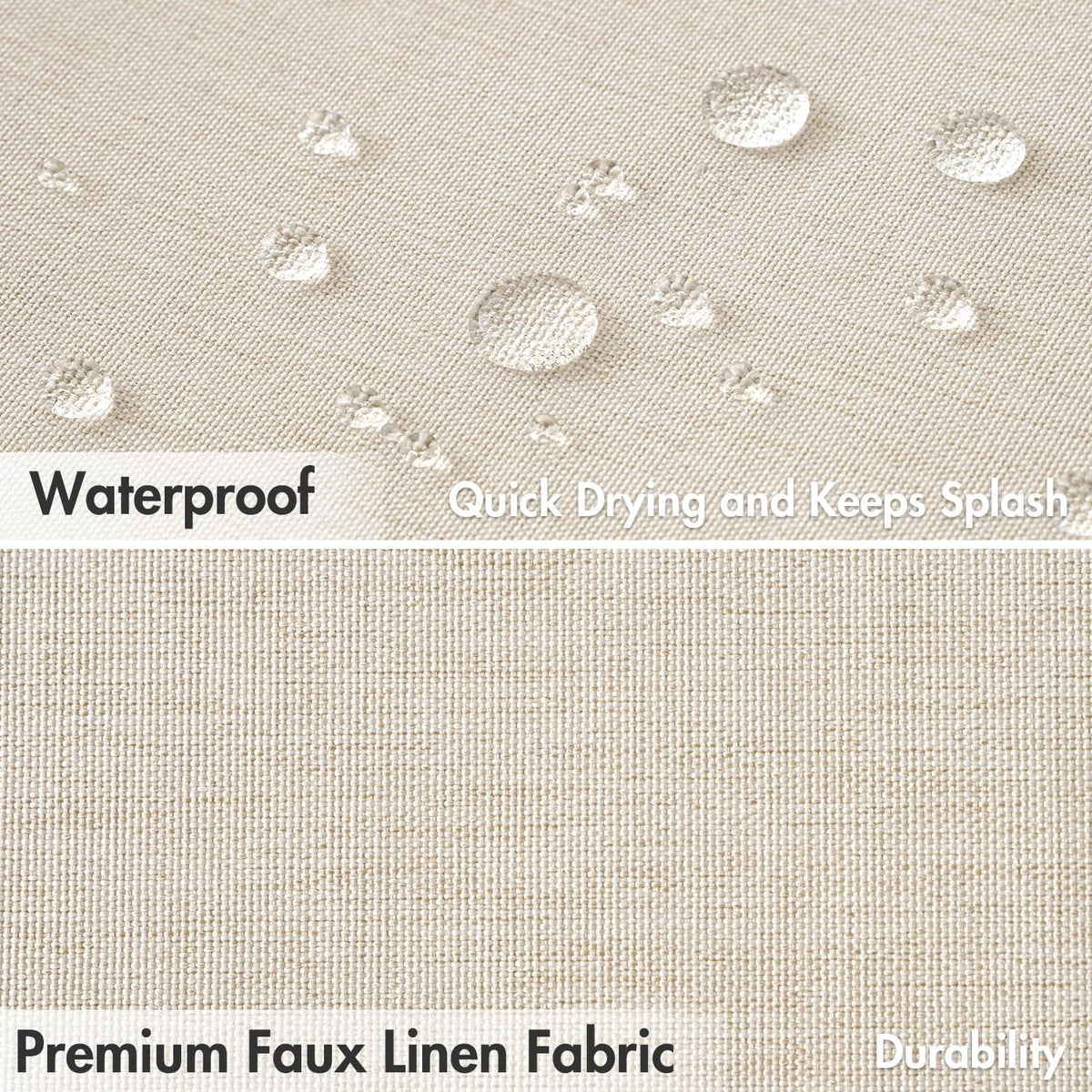 Beige Scalloped Shower Curtain Linen Textured with 12 Metal Hooks Cute Heavy Duty Washable Waterproof Neutral Thick Cloth Shower Curtains with Black Border for Bathroom Bathtub,W72*L72 Cream
