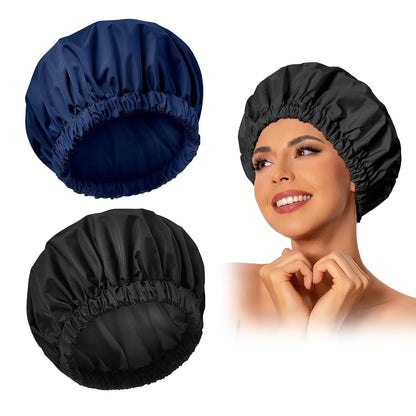 Reusable Shower Cap for Women, Large Waterproof Shower Bonnet Washable Elastic Band Bath Hair Hat for Long Hair, Braids(Green)