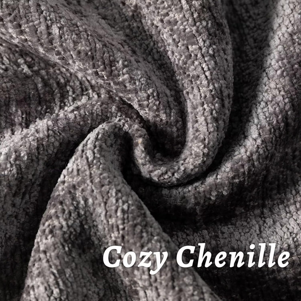Grey Decorative Throw Pillow Covers 18x18 Inch Set of 2 Cozy Soild Chenille Cushion Cases Soft Textured Square Couch Pillows Cover Boho Accent Farmhouse Pillowcases for Sofa Bed